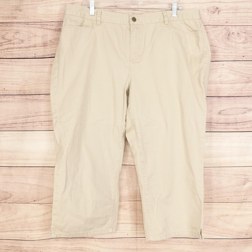 Lauren Jeans Co. Ralph Lauren Pants Womens 16W Beige Twill‎ Classic Capri LRL